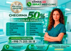 HAR PAYSHANBA Ibrat Med’da 50% CHEGIRMA — O‘TKAZIB YUBORIB BO‘LMAYDIGAN AKSIYA!
